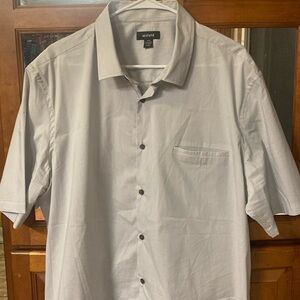 Men’s XXL Button Down Pin Striped Shirt Gray and White Office Career Spring